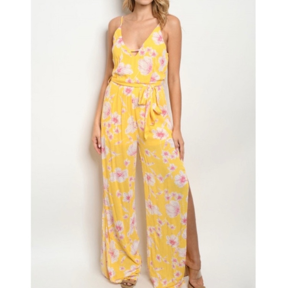 Hot and Delicious Yellow Crepe Jumpsuit, M